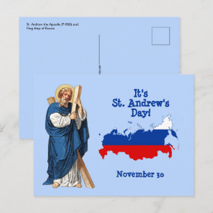 St. Andreas mit Flagge-Karte von Russland - Festta Postkarte