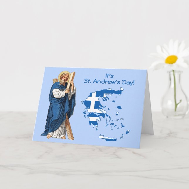 St. Andrew avec Drapeau Carte de la Grèce Fête Car (Petite plante)