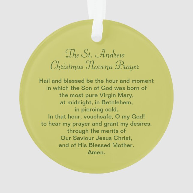 St. Andrew Christmas Novena Gebet Acrylic Ornament (Rückseite)