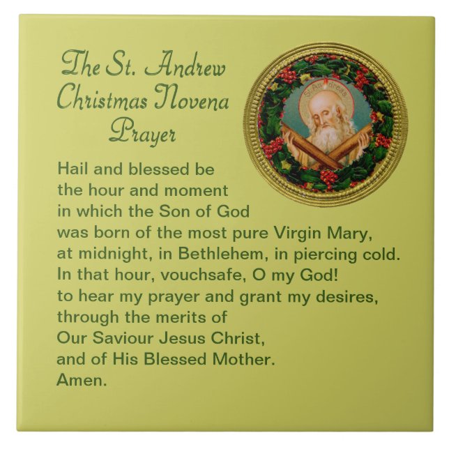 St. Andrew Christmas Novena Gebet Keramik Tile Fliese (Vorderseite)