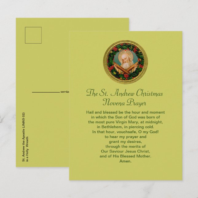 St. Andrew Christmas Novena Gebet Postkarte (Vorne/Hinten)
