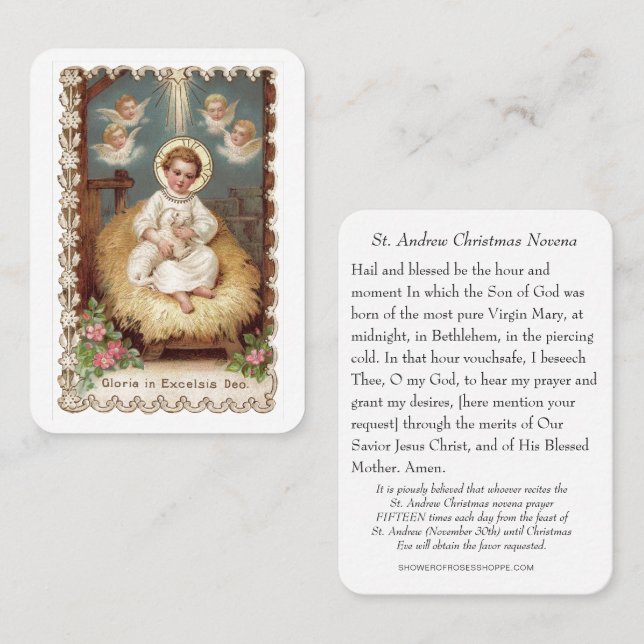 St. Andrew Christmas Novena Jungfrau Mary Jesus He Visitenkarte (Vorne/Hinten)