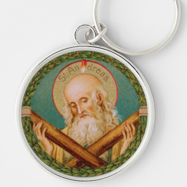 St. Andrew der Apostel (JMAS 02) Rundmetall Schlüsselanhänger (Vorne)