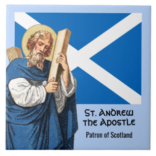 St. Andrew der Apostel und die Flagge Schottlands Fliese