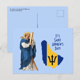 St. Andrew mit Flagge-Karte von Barbados Festtag Postkarte