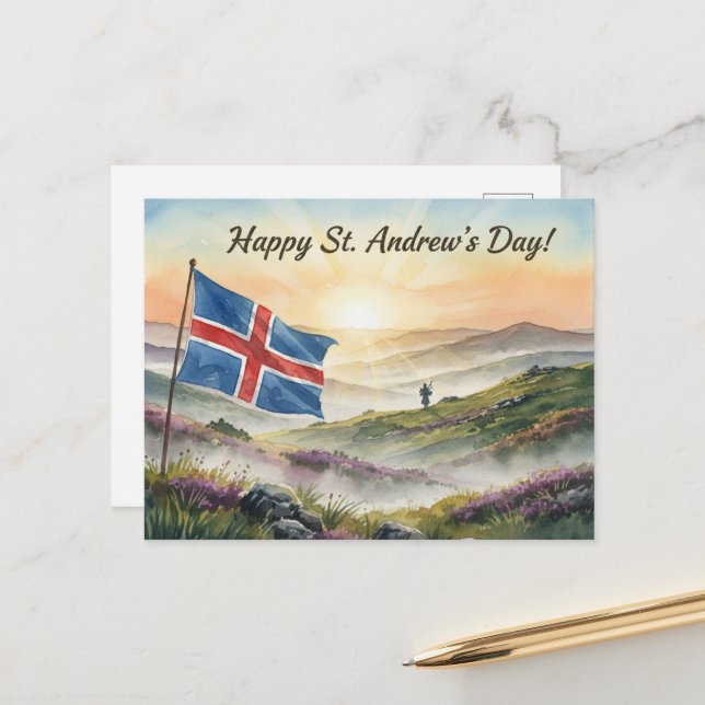 St. Andrew’s Cross Flag Postkarte (Vorderseite/Rückseite Beispiel)