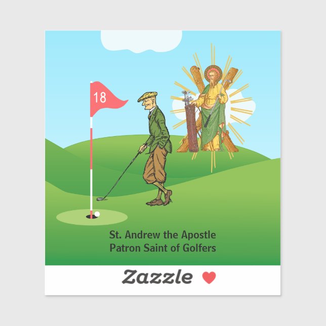 St. Andrew und Dapper Male Golfer Aufkleber (Blatt)