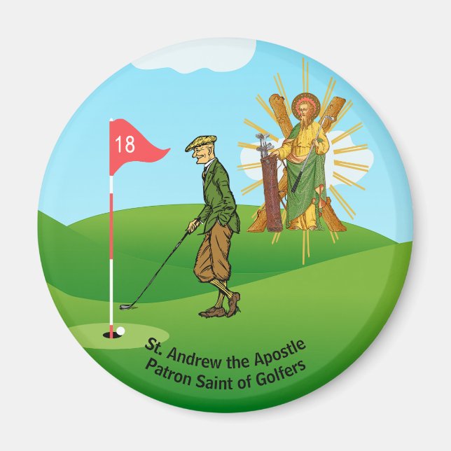 St. Andrew und Dapper Male Golfer Magnet (Vorne)