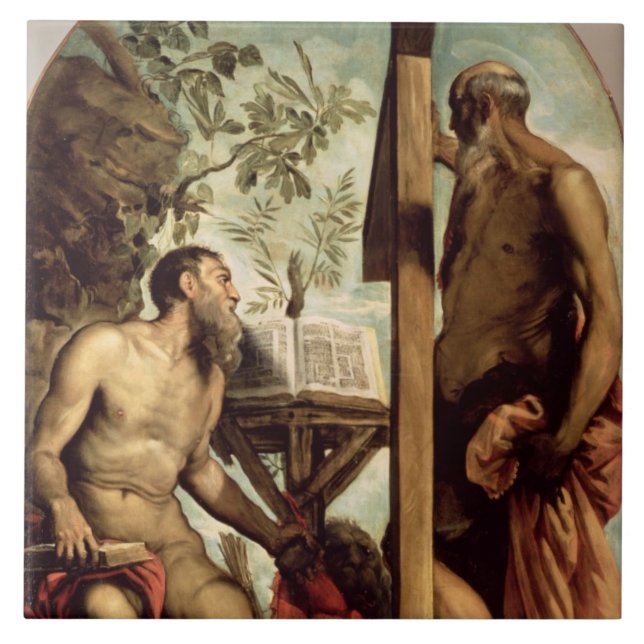 St Andrew und St Jerome Fliese (Vorderseite)