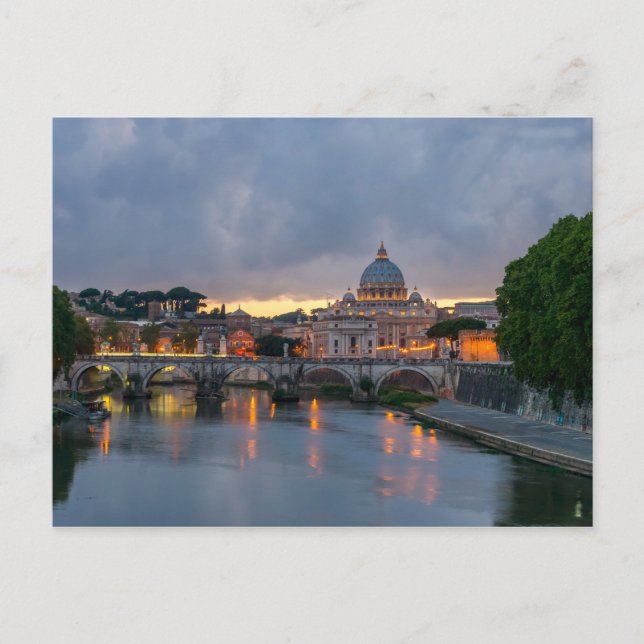 St. Angelo Bridge, Petersdom, Rom Postkarte (Vorderseite)