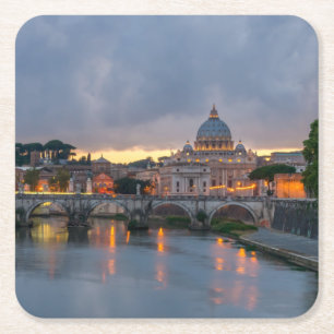 St. Angelo Bridge, Petersdom, Rom Rechteckiger Pappuntersetzer