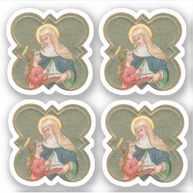 St. Anne und BVM in einer Barbed Quatrefolie (BK67 Aufkleber (Vorderseite)
