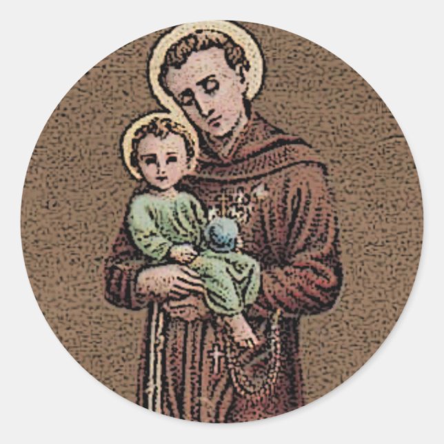 St. Anthony & Baby Jesus Runder Aufkleber (Vorderseite)