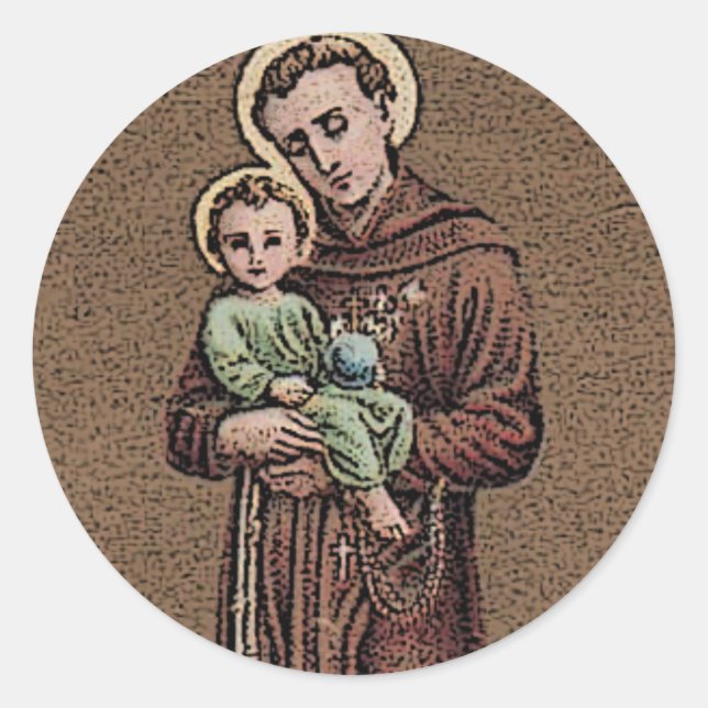 St. Anthony betet für uns Runder Aufkleber (Vorderseite)