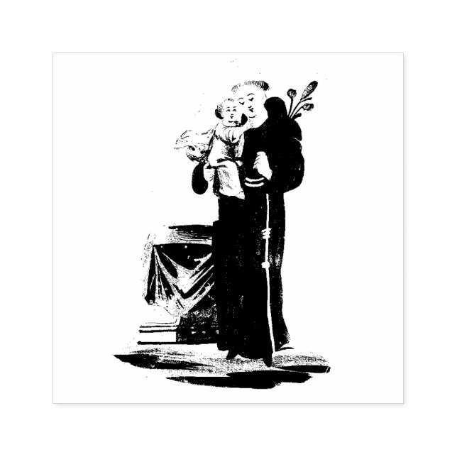 St. Anthony of Padua Baby Jesus Religious Gummistempel (Prägung)