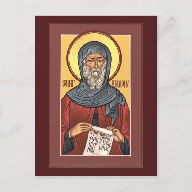 St. Anthony the Great Prayer Card Postkarte (Vorderseite)