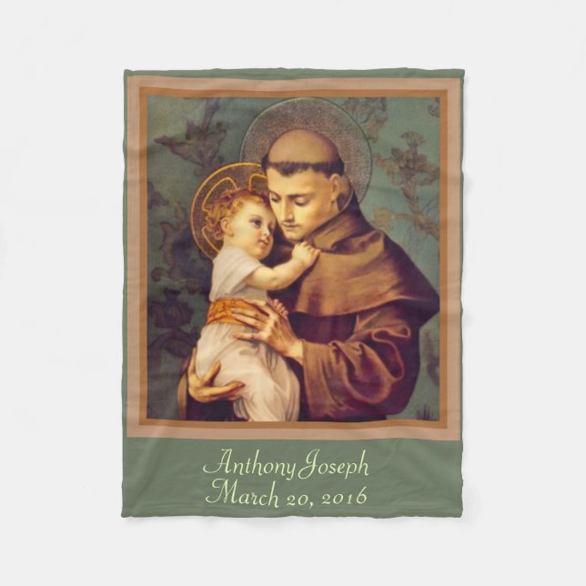 St Anthony u. Baby Jesus PERSONIFIZIEREN Fleecedecke (Vorderseite)