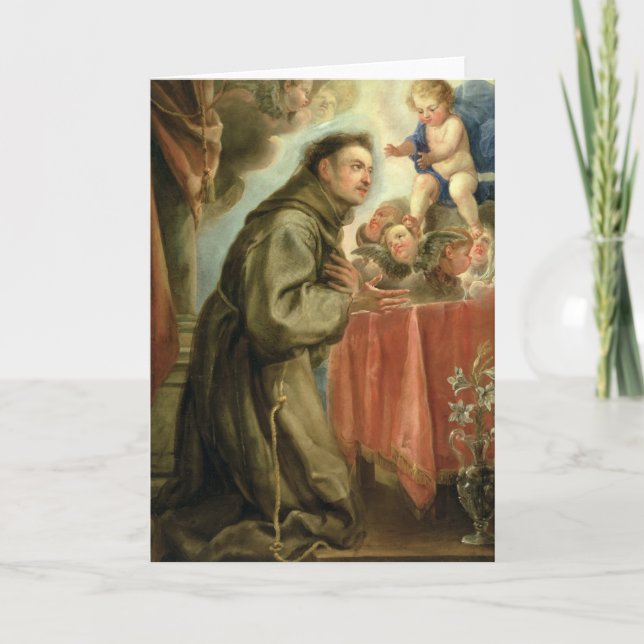 St Anthony von Padua das Christus-Kind verehrend Karte (Vorderseite)