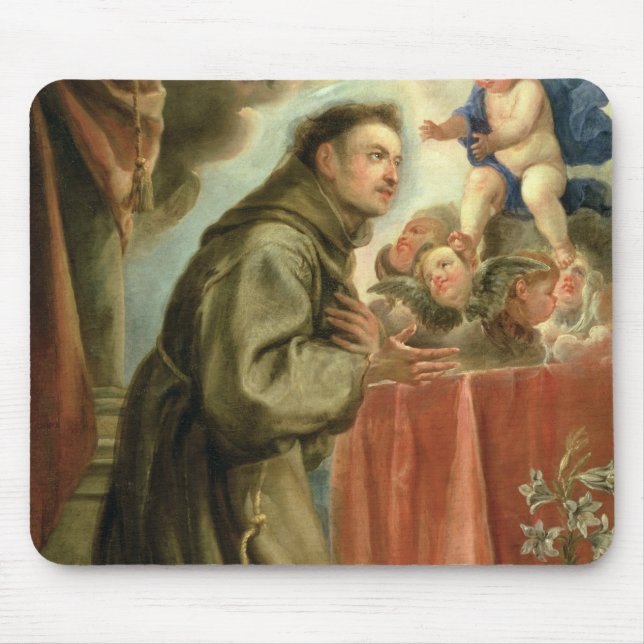 St Anthony von Padua das Christus-Kind verehrend Mousepad (Vorne)