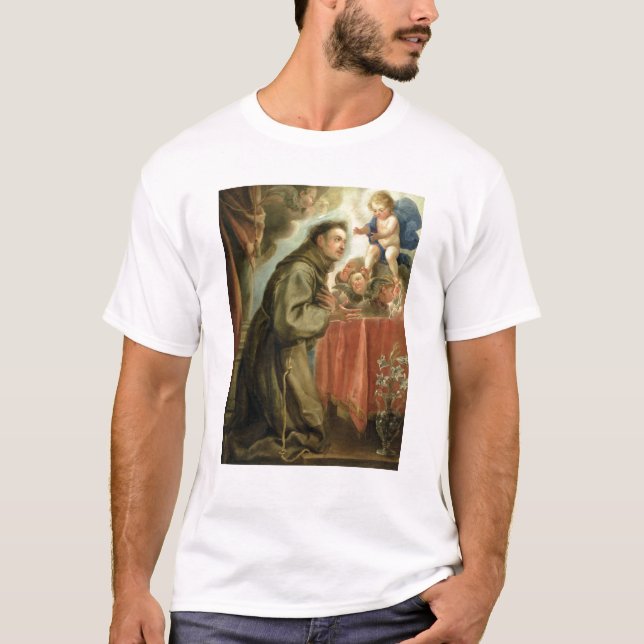 St Anthony von Padua das Christus-Kind verehrend T-Shirt (Vorderseite)