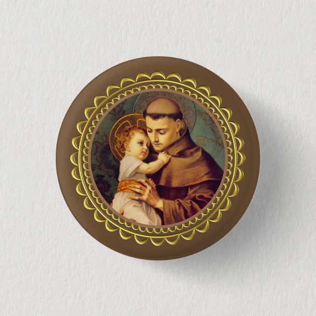 St Anthony von Padua mit Baby Jesus Button (Vorderseite)