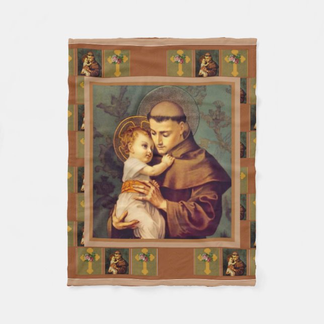 St Anthony von Padua mit Baby Jesus Fleecedecke (Vorderseite)