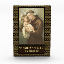 St Anthony von Padua mit Baby-Jesus-Latein Fotoblock