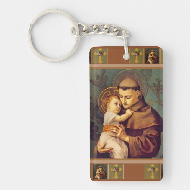 St Anthony von Padua mit Baby Jesus Schlüsselanhänger (Vorderseite)