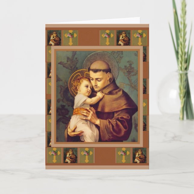 St Anthony von Padua mit Baby-JesusquerRosen Karte (Vorderseite)
