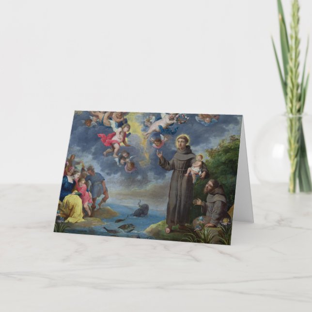 St Anthony von Padua predigend zu den Fischen Karte (Vorderseite)