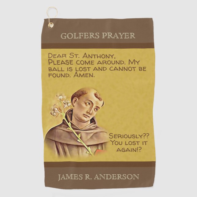 St- AnthonySchutzpatron-verlorene Golfbälle Golfhandtuch (Vorderseite)