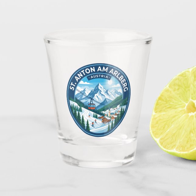 St. Anton am Arlberg Österreich Schnapsglas (Vorderseite)