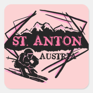 St. Anton Austria Rosa Logo-Aufkleber Quadratischer Aufkleber