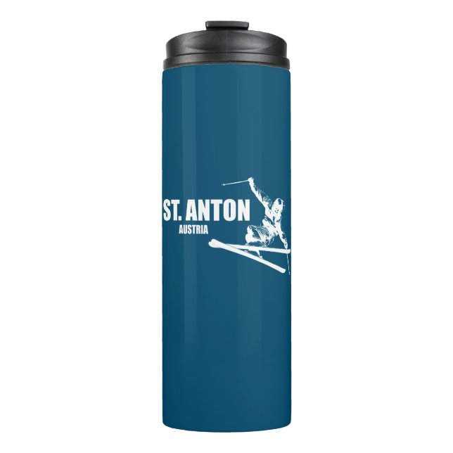 St. Anton Austria Skier Thermosbecher (Vorderseite)