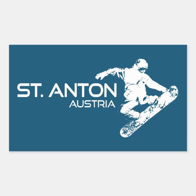 St. Anton Austria Snowboarder Rechteckiger Aufkleber (Vorderseite)