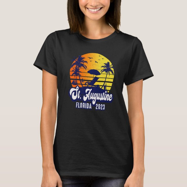 St. Augustine 2023 Florida Sunset Beach Retro Prem T-Shirt (Vorderseite)
