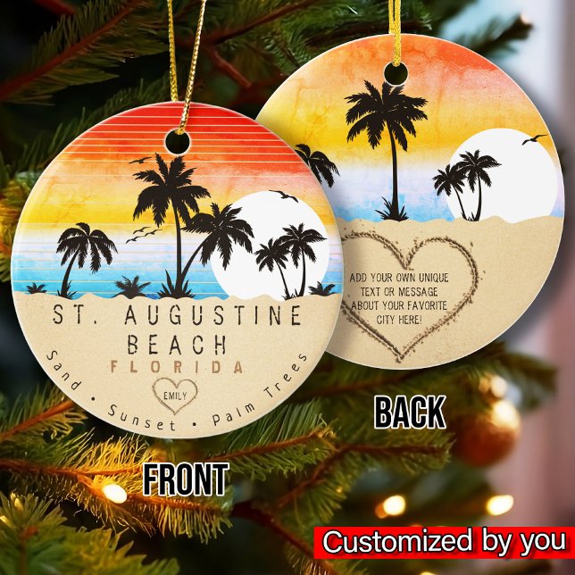 St. Augustine Beach Florida Retro Souvenirs Keramik Ornament (Von Creator hochgeladen)