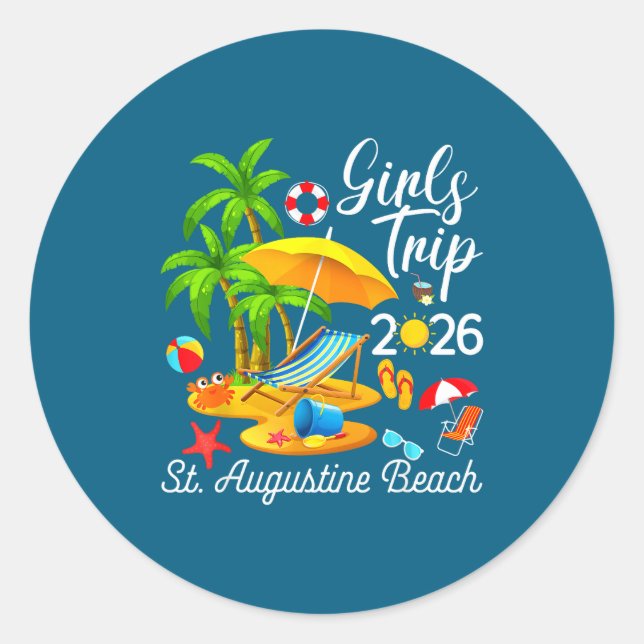 St Augustine Beach Florida Sommer Runder Aufkleber (Vorderseite)