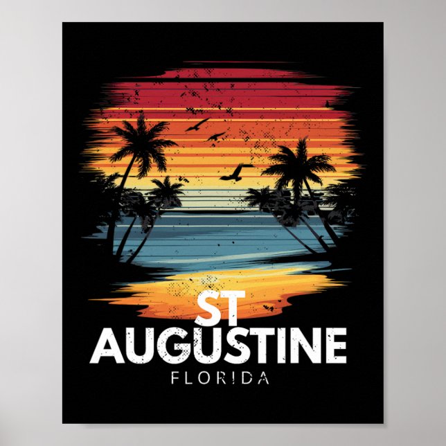 St Augustine Beach Florida Surfbrett Surfen Vinta Poster (Vorne)