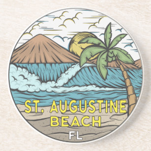 St Augustine Beach Florida Vintag Getränkeuntersetzer
