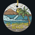 St Augustine Beach Florida Vintag Keramik Ornament<br><div class="desc">St Augustine Beach handgezeichnete Illustration mit Bergen und Meereswellen im Hintergrund. Ideal für alle,  die den Strand von St Augustine besuchen möchten.</div>