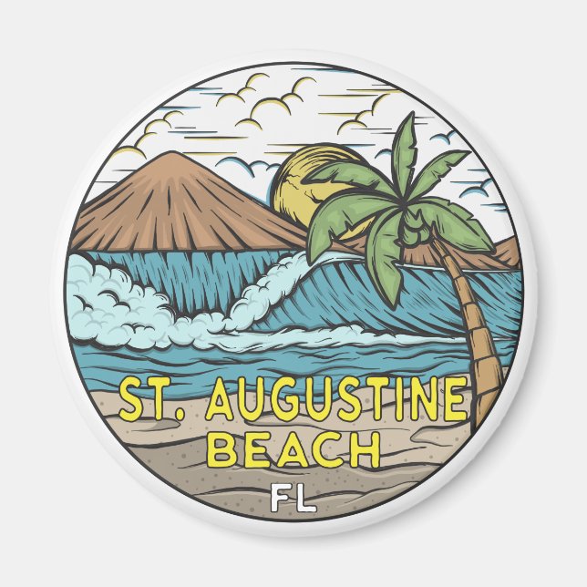 St Augustine Beach Florida Vintag Magnet (Vorne)