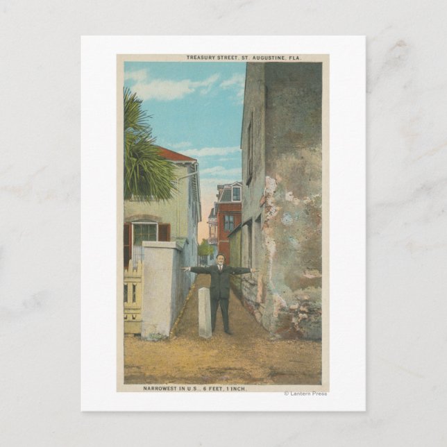 St. Augustine, FL - Ansicht Treasury Street & Postkarte (Vorderseite)