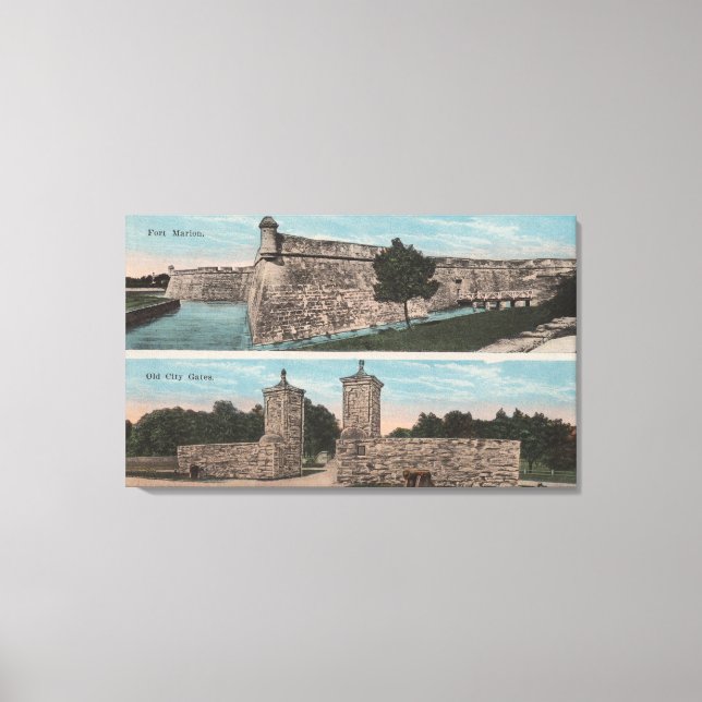 St. Augustine, FL - Sicht auf Ft. Marion & City Leinwanddruck (Vorderseite)