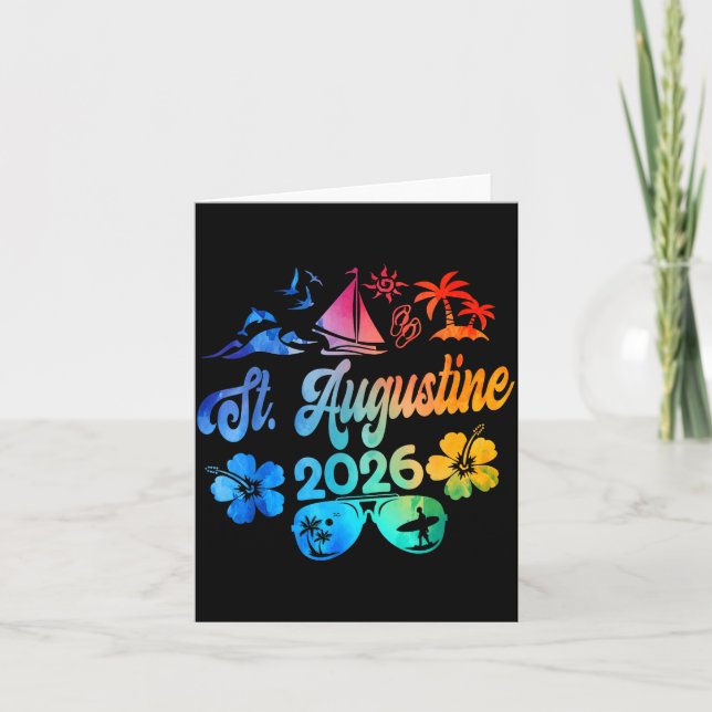 St. Augustine Florida 2026 Vacation Tie Dye Summer Karte (Vorderseite)