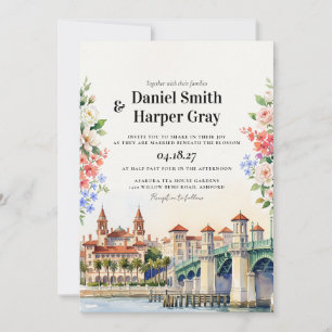 St. Augustine Florida Aquarell-Hochzeit Einladung
