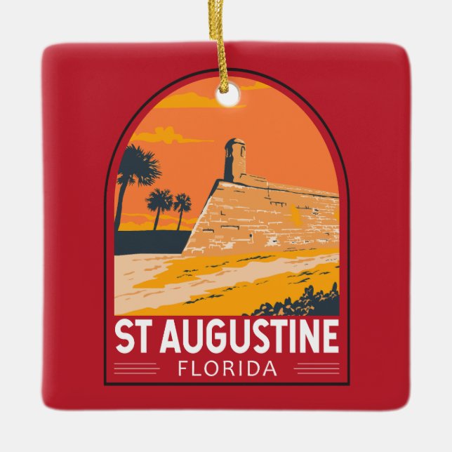 St. Augustine Florida Kunstvoll wandern im Valle V Keramikornament (Vorderseite)