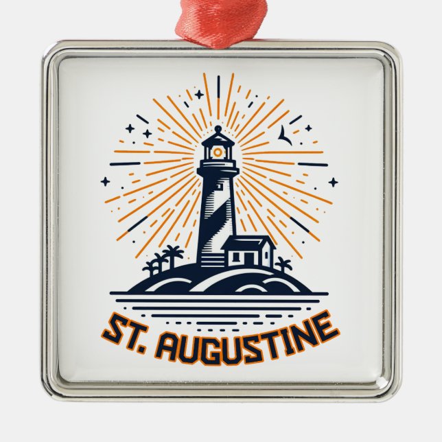 St. Augustine Florida Lighthouse Sunrise Ornament Aus Metall (Vorne)