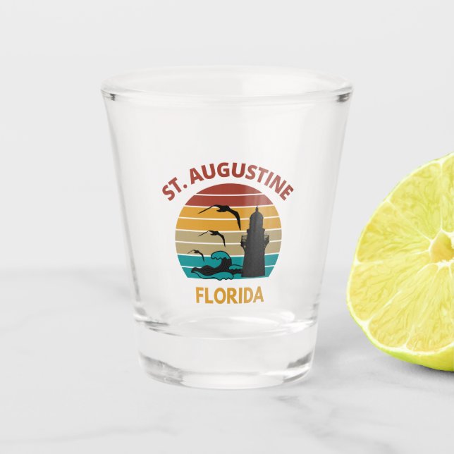 St Augustine Florida Retro Sunset Design Schnapsglas (Vorderseite)