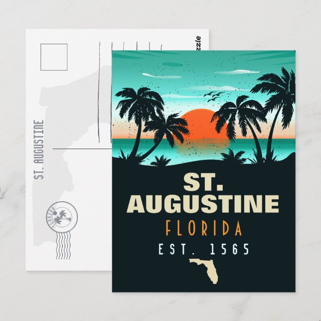 St. Augustine Florida Retro Sunset Souvenirs 60er Postkarte (Vorne/Hinten)